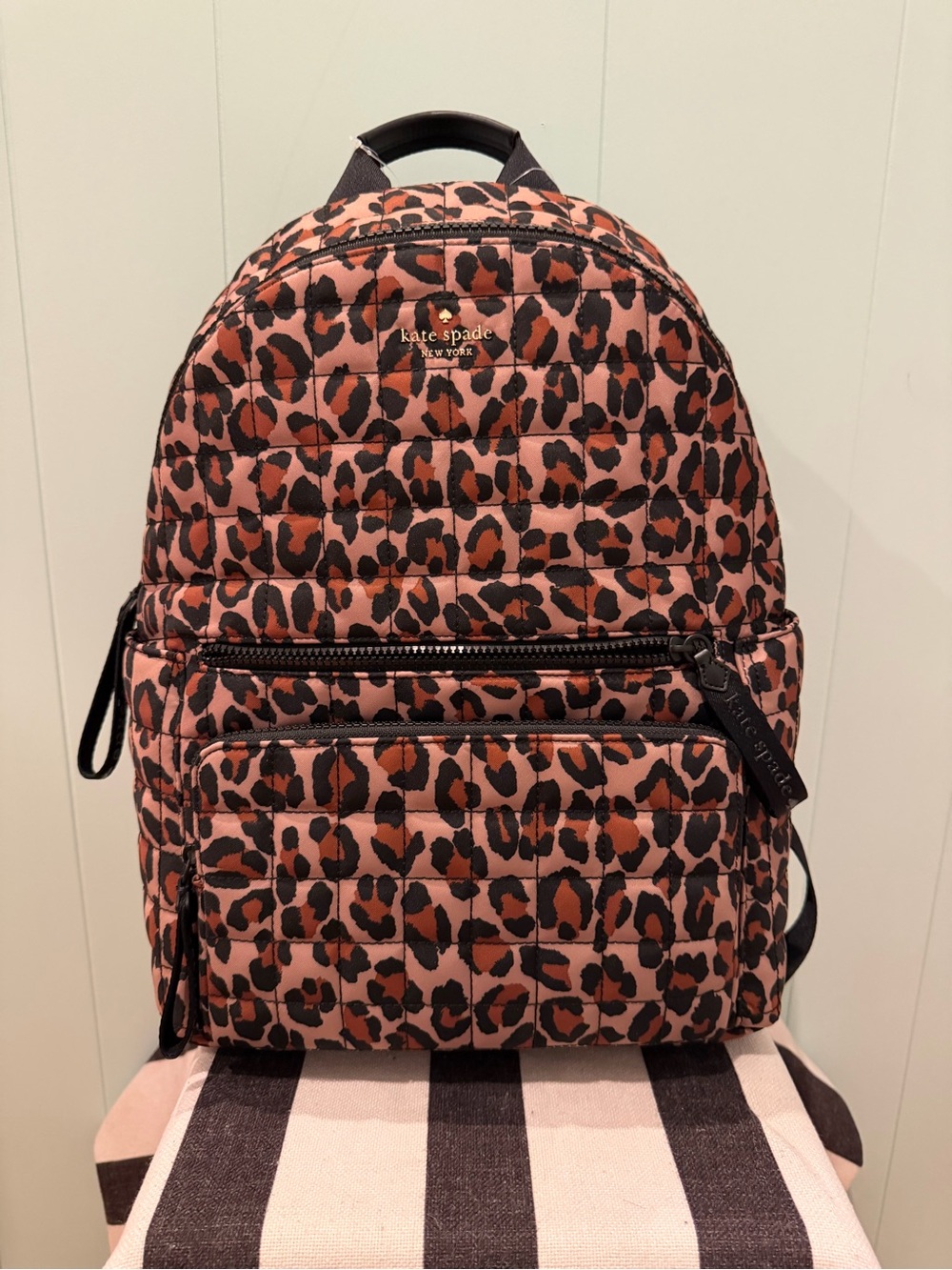 kate spade new york Camden Spotted Leopard Quilted Nylon Backpack Camden, $399